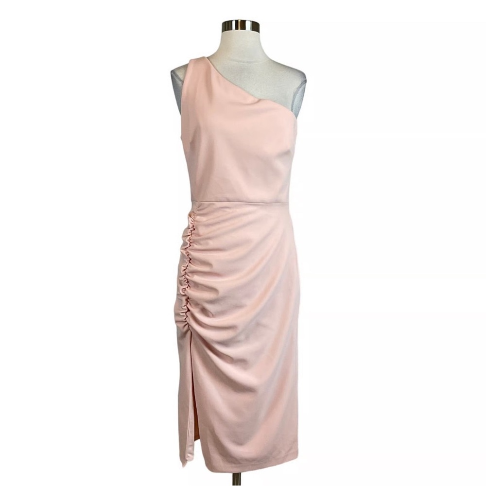 Betsy & Adam Blush off the shoulder dress